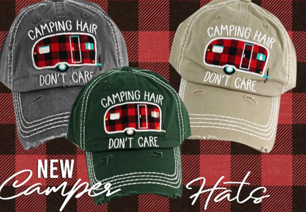 Distressed Vintage “Camping Hair Don’t Care” Cap