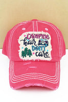 Camping Hair Don’t Care Distressed Vintage Cap