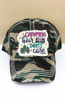 Camping Hair Don’t Care Distressed Vintage Cap