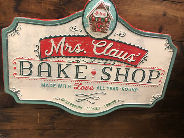 Metal Mrs claus bake shop sign  for Jen Lebrun