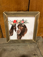 Garden Goat Lath Frame Picture wall sign