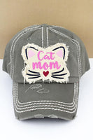 Cat Mom Distressed Vintage Cap