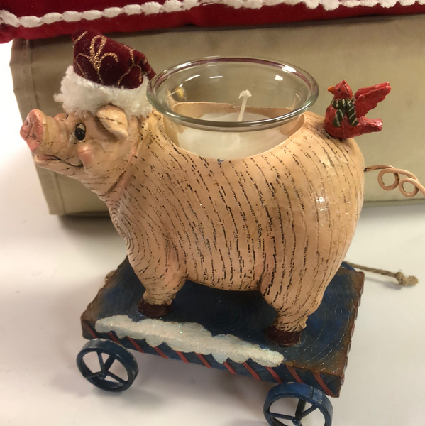 Christmas pig on wheels