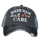 Biker Hair Don’t  Care  Distressed Cap