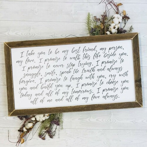 My Vow Lath Framed Wall Sign