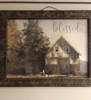 Blessed- Lath Framed Wall Sign
