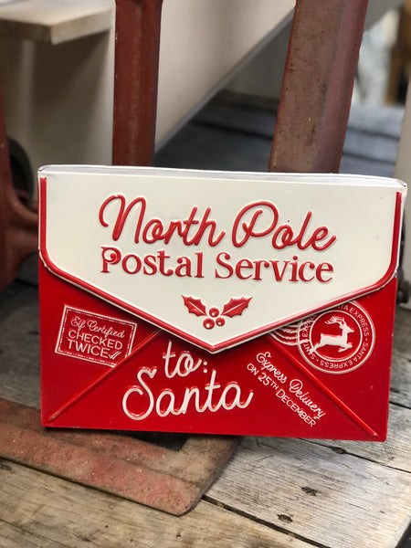 Metal North Pole Postal Service Letter Holder