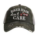 Biker Hair Don’t  Care  Distressed Cap