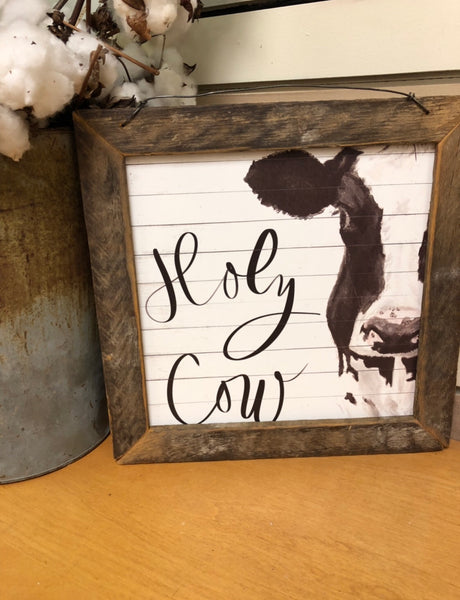 Holy Cow Lath Framed Wall Hanging