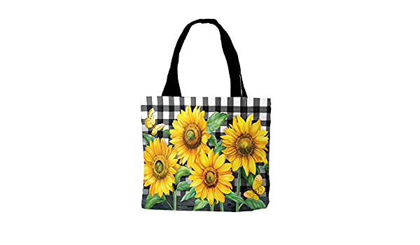Checkered Sunflower Tote Bag