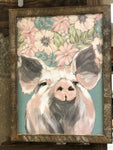 Millie the Pig lath frame wall sign