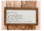 You Are My Sunshine Lath framed Wall Sign
