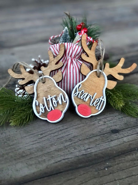 Personalized Reindeer Tag Christmas Ornament