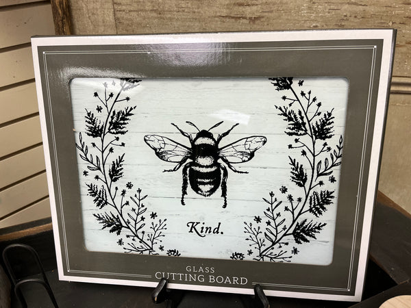 Bee Kind Glass Cutting Board