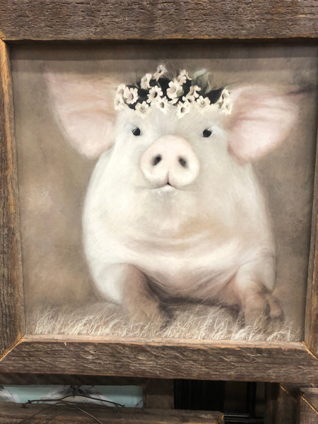 Pretty Little Piggy Lath Frame Decor