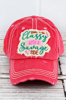 Classy With A Side Of Savage Distressed Cap